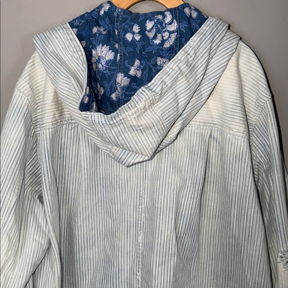 Free People We the Free Go With it Stripe Hoodie Jacket Size L - Picture 6 of 8